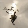 Wall Lamp American Village Flowers Lamps Iron Art Led For Living Room Bedroom Restaurant Tea Shop Loft Decor Sconce Indoor Light