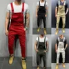 New Pantalones Jeans Para Hombre Bib Pants Hip Hop Calsas Jeans Men Slim Fit Denim Jumpsuit Male Solid Color Peto Hombre208n