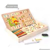 Learning Toys Wooden Math Baby Educational Clock Cognition Toy With Blackboard Chalks Children Educative Drop Delivery Gifts Education Dhqdj