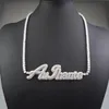 Custom Name Cursive Letter Tennis Chain Necklace for Women Micro Pave Pendant Solid Back Hip Hop Rock Street Jewelry301G