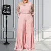 Women's Jumpsuits Rompers S5xl Fall Outfits Women Pink Fashion Plus Size Jumpsuit Slim Pleated Long Sleeve Rompers Elegant Clothes Wholesale Drop 230918