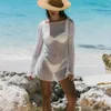 Maillots de bain pour femmes tricotés sexy grande dos nu plage robe de vacances manches longues creux vêtements transparents couverture ups bikini 2023 été