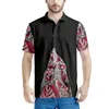 Polos pour hommes Polynésien Tribal Tongan Totem Tatouage Tonga Imprime Polos Manches Courtes Contraste Couleur Hommes De Haute Qualité