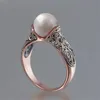 Solitaire Ring Luxury Pearl Finger Rings for Women 2023 New Fashion Exquisite Wedding Bands Vintage Jewelry Stainless Steel Women's 230918