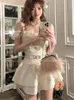 Werk Jurken Zomer Zoete Kawaii Slanke 2 Delige Set Koreaanse Vrouwen Elegant Party Design Lolita Rokken Riem Vest Pak Lady outfits
