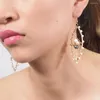 Dangle Earrings Handmade Freshwater Pearl Women Copper Wire Circle Charm Drop Female Party Wedding Jewelry