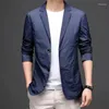 Men's Suits Spring Summer Blazer Jacket Men Sunscreen Clothing Pocket Terno Masculino Casual Soft Thin Button Long Sleeves Suit Coats