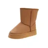 2024 Women Boots Black Grey Khaki Thick Soled middle round Warm Fluffy Snow Boot Designer Botties Cotton Shoes