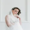 Vends une couche blanc ivoire Champagne voile de mariage bord coupé Tulle voile de mariée Tulle avec peigne 160a267R