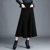 Damenhose Frauen Winter Woll weit Bein Baggy Kleid Wolle grau schwarze Kalb Länge Elegant RH581