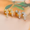 Stud Earrings Fashion Stainless Steel Crystal CZ Flower Cross Ear Studs Earring Women Tragus Cartilage Conch Daith Piercing Jewelry