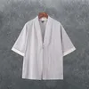 Chalecos para hombres Ropa tradicional china Abrigos casuales sueltos Traje Tang Hanfu Abrigo de manga de siete cuartos