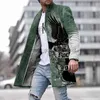 Mezclas de lana para mujer Hombres Abrigo de lana Chaqueta Moda Rayas Estampado geométrico Ropa para hombres jóvenes Otoño Invierno Abrigo con bolsillo de un solo pecho OutwearL230918