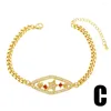 Bracelets de charme Cuivre CZ Cristal Chiffres Romains Géométriques Pour Femmes Plaqué Or Chaîne Cubaine Déclaration Bijoux Cadeaux Brtk45