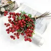 Decorative Flowers Realistic Looking Foam Berries Winter Holiday Faux Simulation Berry Bouquet For Christmas Wedding