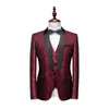 Мужские костюмы (куртка, жилет и брюки) Высококачественные мужские повседневные деловые классические красные свадебные облегающие костюмы для выпускного вечера мужские