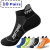 Meias esportivas 10 pares de alta qualidade homens tornozelo respirável malha de algodão casual atlético verão fino corte curto sokken tamanho 38-45 230918