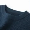 Pulls pour hommes 2023 automne gaufré tissu mode pull tricoté affaires décontracté doux pull mâle gris café noir bleu
