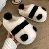 Pantofole Pantofole panda per interni invernali Pantofole femminili con capelli piatti per famiglie in cotone femminile, simpatico animaletto caldo scivolo antiscivolo 230915