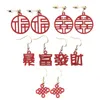 Fleurs décoratives 5 paires de boucles d'oreilles rouges festives années chinoises femmes personnalité bijoux balancent goutte 925 argent aiguille Festival cadeau
