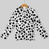 Polo da uomo T-shirt casual dalmata Maschili neri Stampa Polo a maniche lunghe Colletto rovesciato Divertente camicia grafica autunnale Taglie forti