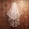 New Fashion White Ivory Short Two Layers 60-80cm With Comb Bridal Veils Wedding Accessories Beaded Edge Crystal LYK2264q