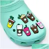 Charms Moq 100Pcs Tea With Milk Coffee Cup Cute Cartoon Pattern Clog 2D Soft Rubber Lovely Shoe Accessories Shoes Buckles Charm Decora Dhjy3