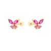 Boucles d'oreilles papillon en acier inoxydable coréen pour femmes, Mini cristal Zircon Tragus, bijoux de perçage de Cartilage