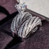 Anello solitario 2023 Nuovo lusso vintage argento colore fidanzamento matrimonio set di per le donne femminili regalo di qualità gioielli all'ingrosso intera vendita R4991 230918