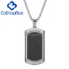 Men's Carbon Fiber Dog Tags Pendant Necklace With Chain 24 Stainless Steel Jewelry CB57A008 Necklaces215f