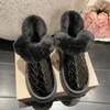 Damenstiefel Schwarz Weiß Dicke Sohlen Helldiamant Warm Pelz Knöchel Schneestiefel Modedesigner Botties Baumwollschuhe 36-40