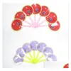 Fans Lovely Cartoon Seven Leaf Fan Summer Hand Helda Plastic Students Folding Small Portable Mini Children Children Gift Drop Delivery Toys DHDQV