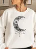 Women's Hoodies Flower Moon Trend Cute Clothing Woman Fashion Print Graphic Sweatshirts Spring Autumn Female Women Casual Pullovers