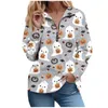 Frauen Hoodies Herbst Zipper Pullover Frauen Langarm Sweatshirt Cartoon Kürbis Druck Graphic Tees Weibliche Casual Tops 2023