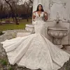 plus size arabo aso ebi lussuosi abiti da sposa in pizzo con perline abiti da sposa a sirena con collo trasparente abiti da sposa vintage zj034208d