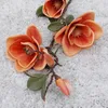 Decorative Flowers Artificial Magnolias Flower Charming Real Touch Fabric 3 Heads Fable For Home Living Room Decoration