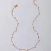 Kedjor Simple Pearl Stone Single Layer Necklace For Women Eloy Metal Beaded CollarBone Choker Engagement Smycken 22917