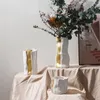Vasi Vaso in ceramica Fiori secchi bianchi e dorati Bocca larga Disposizione dei fiori Modello Camera Decorazione della casa Artigianato di gioielli