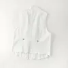 Gilet da donna Gilet bianco Colletto vintage da donna Moda coreana Gilet corto in denim casual casual femminile Solid Spring Jean senza maniche