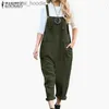 Women's Jumpsuits Rompers ZANZEA Women Sleeveless Dungarees Cotton Linen Loose Casual Pocket Jumpsuits L230918