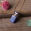 Chaînes en or plaqué petite bouteille de parfum pendentifs de pierres précieuses naturelles cristal de Quartz diffuseur d'huile essentielle flacon collier Charms285S