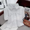 Kadınlar bluzlar 2023 Yaz Zarif Ruffles Dantel Gömlek Kadınlar Kısa Kollu Dönüş Yaka Üstler Kore Moda Gömlekleri Tatlı Blusas