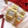 2020 Toppklass Ny modekvinna Square Gold Watch Casual Lady Quartz Panthere de G Factory Watches 316L Rostfritt stål Band Mont209w