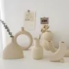 Vasos simples retro simples embrião vaso de cerâmica estilo nórdico sala de estar decoração de casa flor seca cerâmica áspera