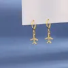 Kolczyki Dangle Xingyunday Cyrcon Aircraft for Women Girl Cute Cartoon Ear Buckle Korean Fashion Gold Silver Color Prezenty