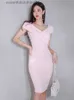 Basic Casual Dresses Fashion Summer Dress For Women Elegant Formal Lady Chic Sweet Sexy V-Neck Wrap Hip Midi Party Femme Mujer Vestido Street Clothes L230918