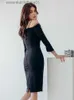 基本的なカジュアルドレス韓国スタイルの女性のためのエレガントなドレス2022スラッシュネックストラップミディスリットセクシーなストリート衣服