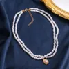 Hänghalsband 2023 Trend Korean Pearl Chain Halsband för kvinna mode kvinnor vatten droppar femme smycken bröllop gåvor