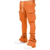 Men's Pants Plus Size Cargo Design Custom Flare Sweat Street Wear And Hoodie Men Pile Up Stacked