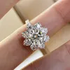 Anello di fascino fiore laboratorio diamante cz 100% originale argento sterling 925 anelli di fidanzamento fede nuziale per le donne gioielli da sposa
